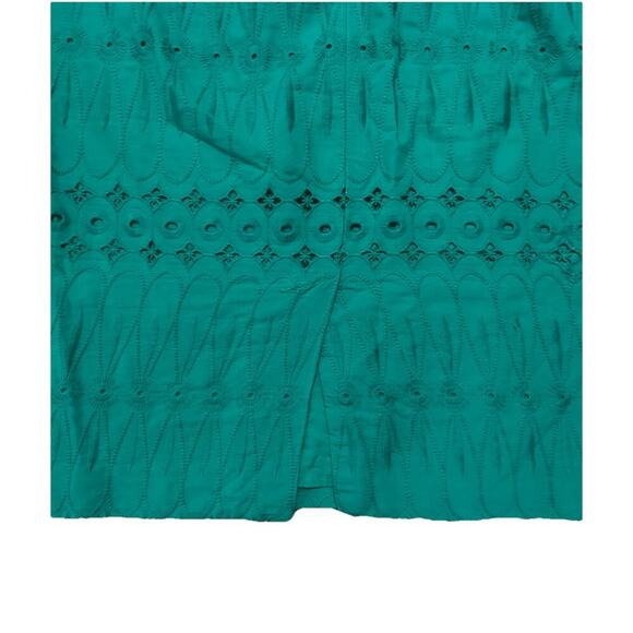 Loft Green Women’s Embroidered Pencil Skirt Size 0 28” Waist 100% Cotton - Picture 5 of 7